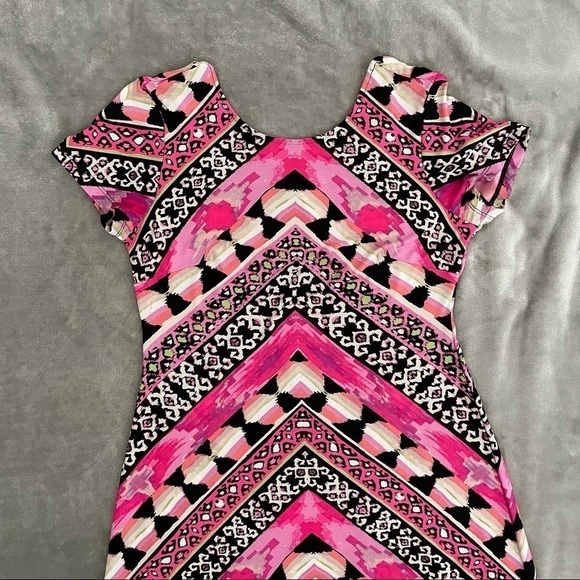 Cato Multi-Color Print Short Sleeve Shirt Maxi Dress Size Petite Large NWT - Picture 2 of 9